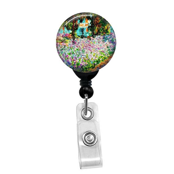 Claude Monet Badge Reel – The Artist’s Garden at Giverny ID Holder – Impressionist Art Clip for Nurses, Teachers, Office, or Gifting