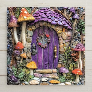 Fairy House Wall Art Ceramic Tile Whimsical Cottage Gift Fairy Lover Garden Decor Woodland Nature Art Gift