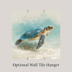 Sea Turtle Decor Ceramic Tile Wall Art Coastal Bathroom Art Beach House Gift Ocean Wildlife Tile image 4