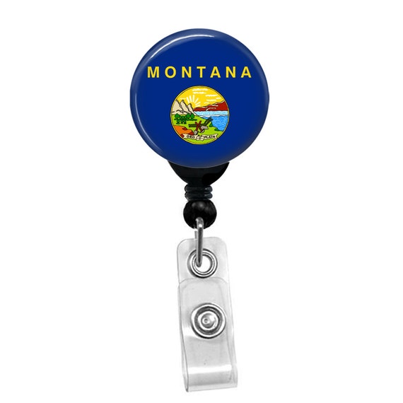 Montana State Flag Badge Reel ID Card Retractable Custom Flag Badge Holder