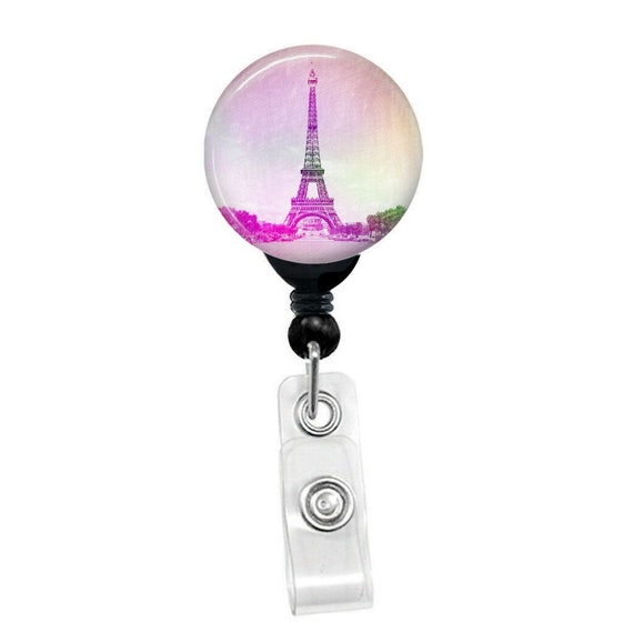 France - Eiffel Tower Badge Reel Holder ID Card Name Retractable Badge Holder