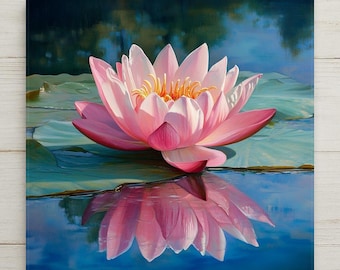 Pink Lotus Ceramic Art Tile: Zen Wall Decor Meditation Gift Yoga Home Decor Wall Art