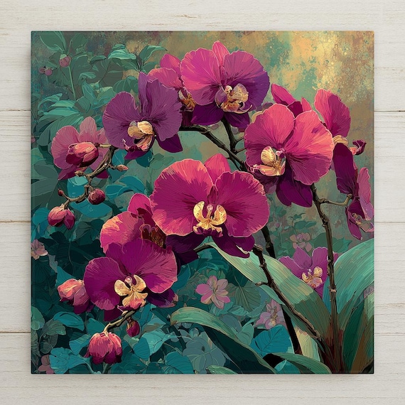 Orchid Wall Art Ceramic Tile Tropical Gift Botanical Floral Decor Exotic Nature Art Orchid Lover Nature Gift