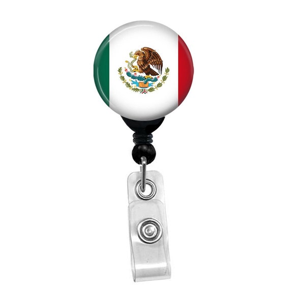 Mexican Flag Badge Holder ID Card Retractable Mexico Flag Badge Reel