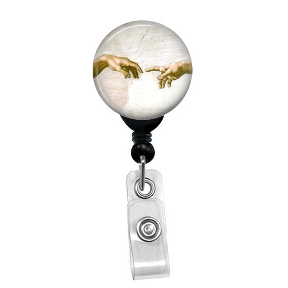 The Creation of Adam Badge Reel – Michelangelo Art ID Clip – Renaissance Painting Nurse Teacher Gift Retractable Holder