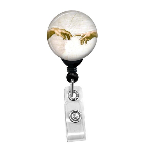 Michelangelo Badge Reel Holder The Creation of Adam Custom ID Card Name Badge Holder