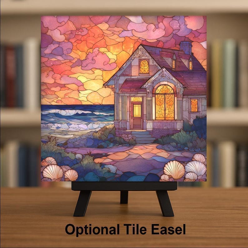 Coastal Cottage Sunset Wall Art Ceramic Tile Beach Cottage Gift Seaside ...