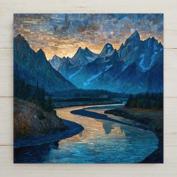 Grand Teton Wall Art Ceramic Tile Wyoming Gift Snake River Decor National Park Art Nature Lover Gift Tile