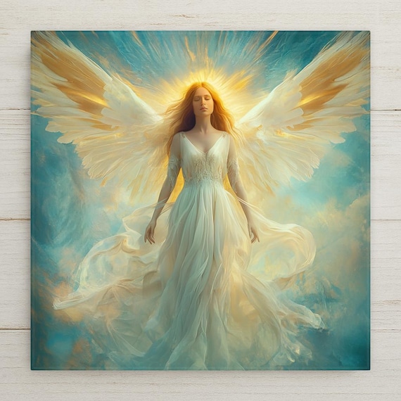 Abstract Ceramic Angel Tile: Christian Wall Art, Spiritual Gift, Inspirational Home Decor