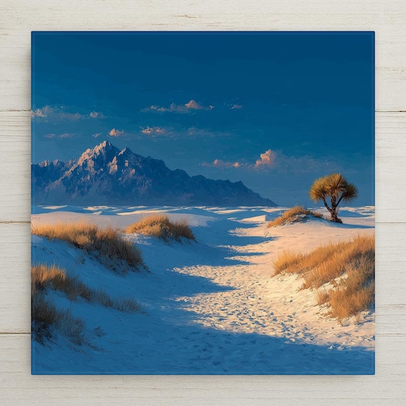 White Sands Wall Art Ceramic Tile New Mexico Gift Southwest Decor Gypsum Dunes Nature Art Place Identity Desert Nature Gift