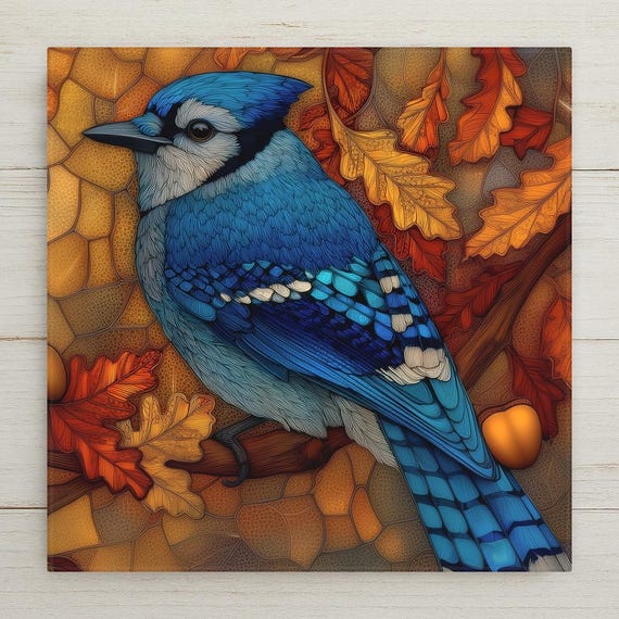 Blue Jay Wall Art Ceramic Tile Nature Art Gift Cobalt Blue Decor Songbird Home Art Blue Jay Lover Gift Tile