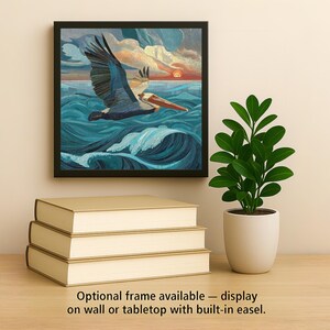 Pelican Wall Art Ceramic Tile Coastal Gift Mosaic Style Decor Ocean Bird Art Pelican Lover Nature Gift Tile image 2