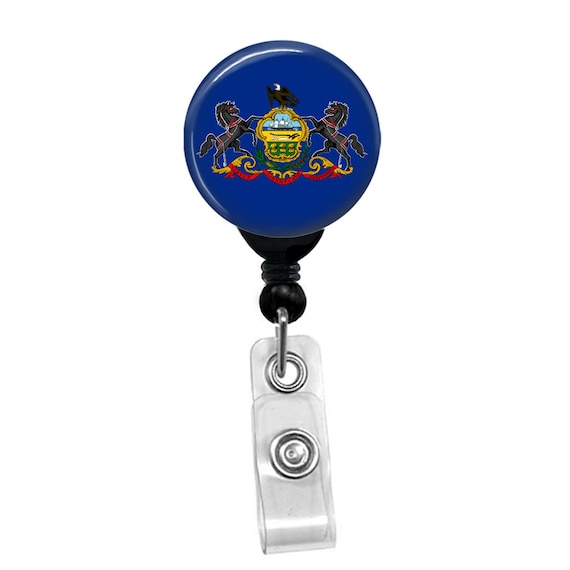 Pensylvania State Flag Badge Reel ID Card Retractable Custom Flag Badge Holder