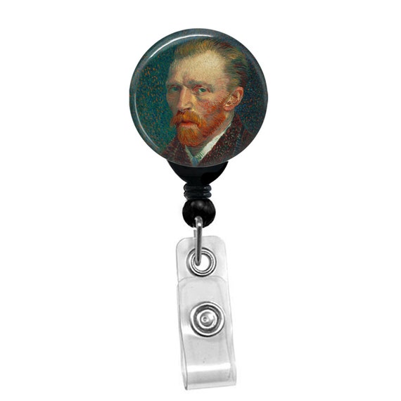 Vincent Van Gogh Self Portrait Badge Reel Retractable ID Holder Classic Art Clip Gift for Artist Teacher Nurse Impressionist Accessory