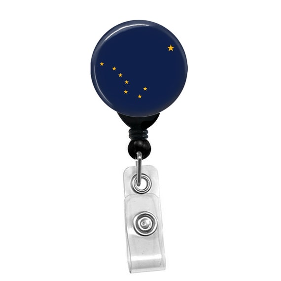 Alaska State Flag Badge Reel – Retractable ID Holder – Patriotic Alaska Pride Lanyard Clip – Alaska Nurse Teacher Gift USA Made