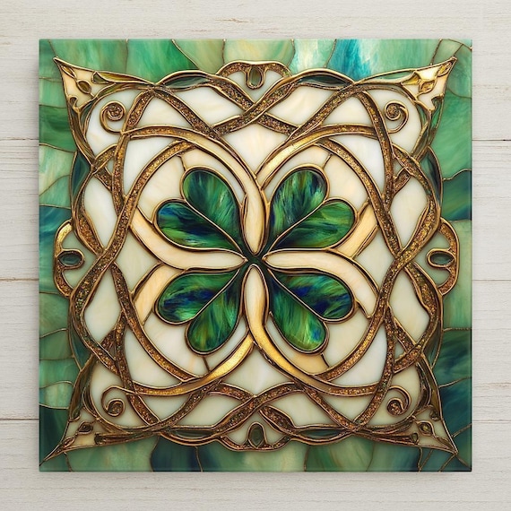 Celtic Shamrock Wall Art Ceramic Tile Irish Decor Celtic Knot Wall Decor Irish Home Decor