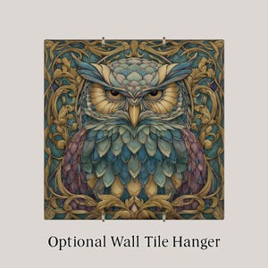 Owl Wall Art Ceramic Tile Art Nouveau Gift William Morris Botanical Woodland Bird Lover Birdwatcher Memorial Sympathy Gift for Her image 4