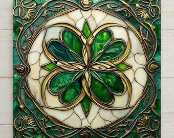 Celtic Shamrock Wall Art Ceramic Tile Irish Gift St Patricks Day Decor Place Identity Irish Heritage Nature Art
