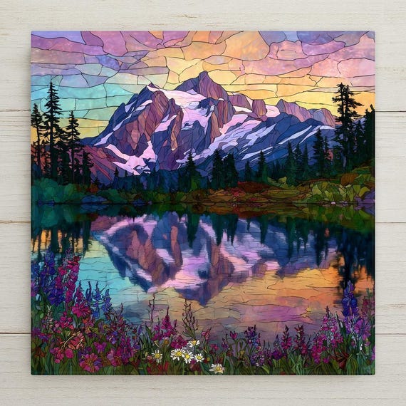 Mt Shuksan Wall Art Ceramic Tile Pacific Northwest Gift Washington Decor North Cascades Art PNW Gift Tile