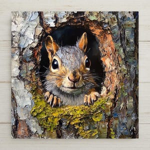 Realistic Ceramic Squirrel Tile Art: Woodland Wall Decor