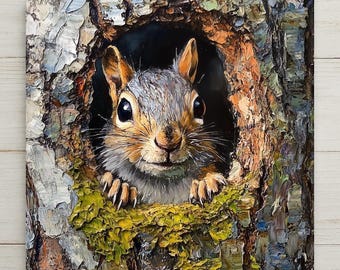 Realistic Ceramic Squirrel Tile Art: Woodland Wall Decor