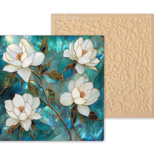Magnolia Wall Art Azulejo Cerámico Art Nouveau Regalo Estilo William Morris Vidriera Decoración Floral Naturaleza Botánica imagen 9