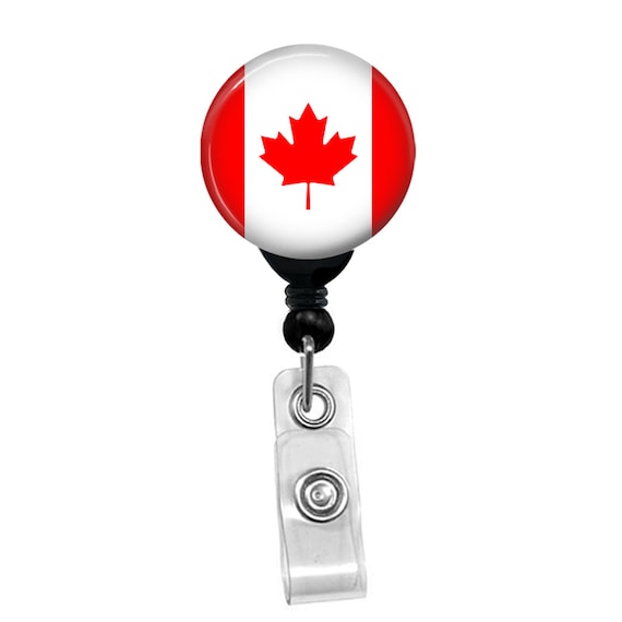 Maple Leaf Canadian Flag Badge Holder ID Card Retractable Canada Flag Badge Reel