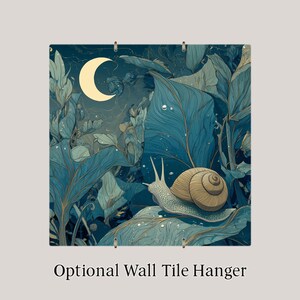 Moonlit Snail Ceramic Art Tile – Whimsical Night Garden Wall Decor, Cottagecore Nature Lover Gift image 4