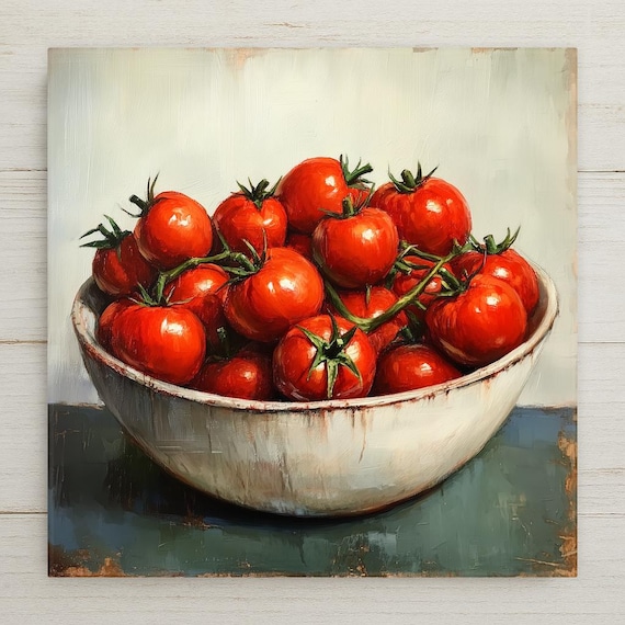 Rustic Tomatoes Ceramic Tile Art: Farmhouse Kitchen Decor