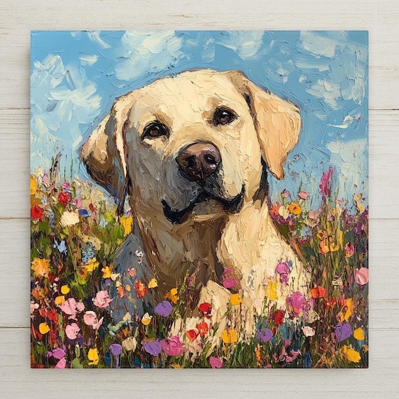 Labrador Retriever Wall Art Ceramic Tile – Yellow Lab Dog Decor, Labrador Lover Gift, Dog Lover Wall Decor, Lab Dog Home Decor Wall Art
