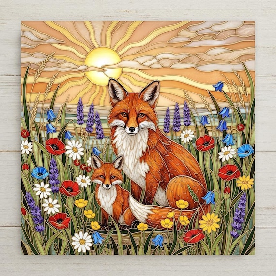 Fox Wall Art Ceramic Tile – Wildlife Wall Art Ceramic Tile – Rustic Cabin Decor, Woodland Nursery Decor, Nature Home Decor