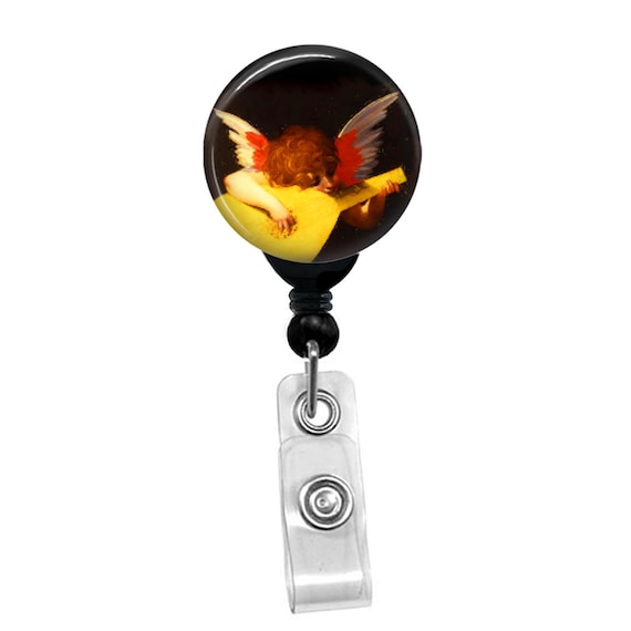 Rosso Fiorentino - Angel Playing Music Badge Reel Holder ID Card Name lanyard Tag Retractable Badge Holder