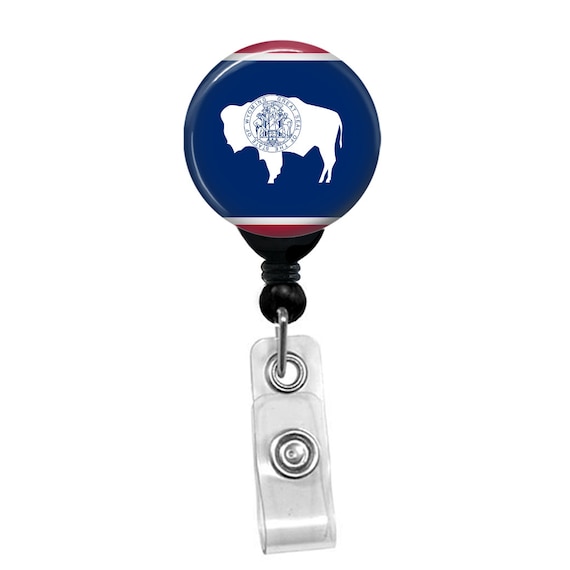 Wyoming State Flag Badge Reel ID Card Retractable Custom Flag Badge Holder