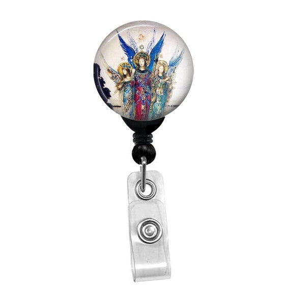 Gustave Moreau Voices of Evening Badge Reel – Art Nouveau ID Badge Holder – Retractable Badge Clip – Angel Art Badge Reel for Work