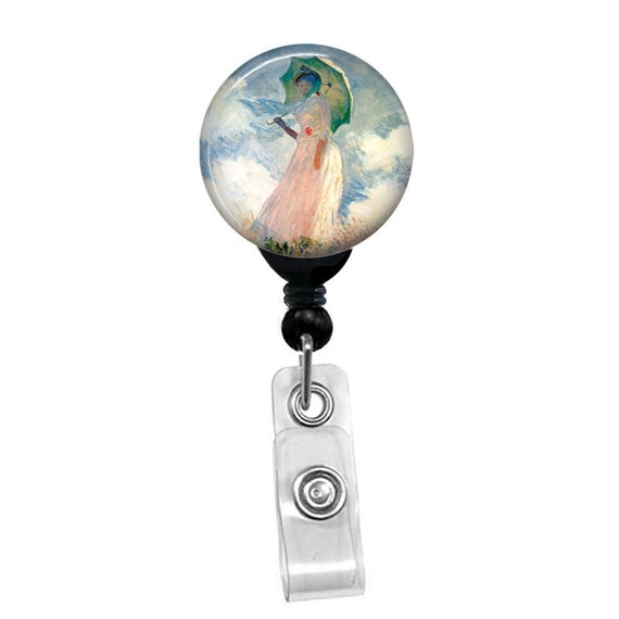 Claude Monet Woman With A Parasol Badge Reel Holder ID Card Name Retractable Badge Holder