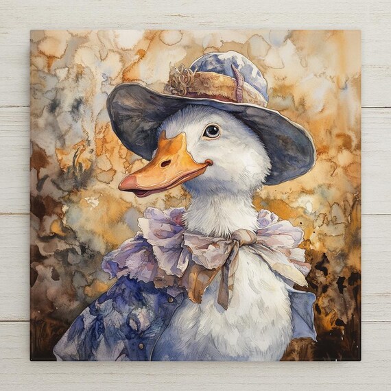 Whimsical Mother Goose Ceramic Tile Art - Nursery Rhyme Inspired Wall Decor for Kids' Room