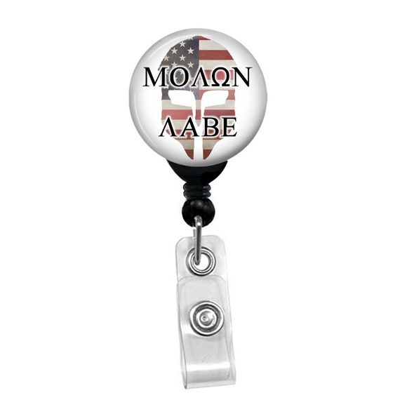 Molon Labe 2nd Amendment Badge Reel Custom Second Amendment Gun Rights USA Flag Name Card Texas Rebel Flag ID Badge Holder