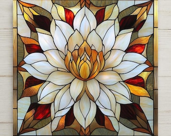 Lotus Flower Ceramic Art Tile: Nature Wall Decor Floral Home Decor Art Lover Gift Wall Art Buddhist Spiritual Zen Yoga Mindfulness Lotus Art