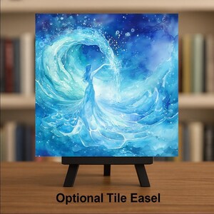 Aquarius Wall Art Ceramic Tile Zodiac Sign Gift Water Bearer Art Astrology Decor Birthday Gift Art Tile image 3