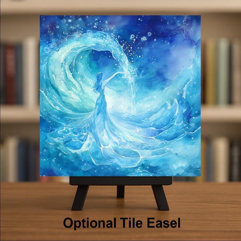 Aquarius Wall Art Ceramic Tile Zodiac Sign Gift Water Bearer Art Astrology Decor Birthday Gift Art Tile image 3