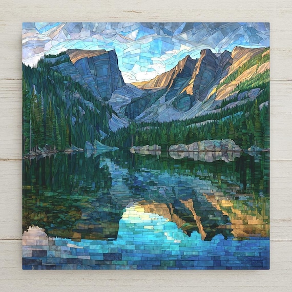 Emerald Lake Ceramic Tile Wall Art – Canadian Rocky Mountains Landscape, Yoho National Park Wall Decor, Nature Home Decor