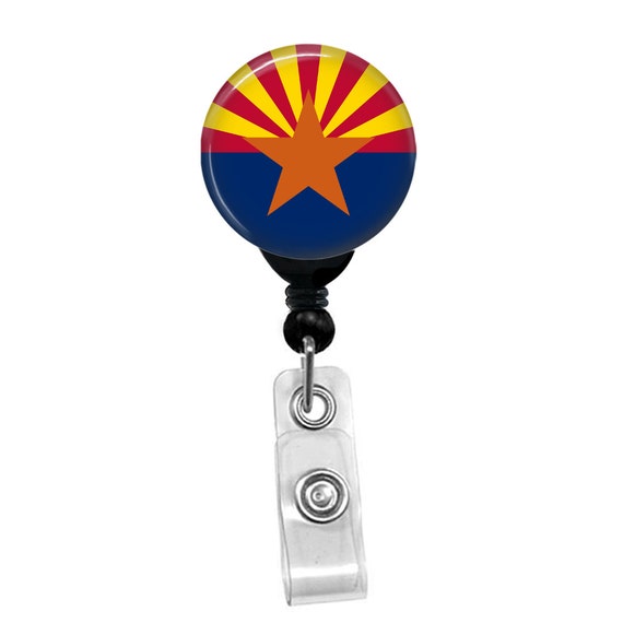 Arizona State Flag Badge Reel – Patriotic ID Holder Clip for Nurses Teachers Staff – Southwest Star Retractable Name Badge Clip