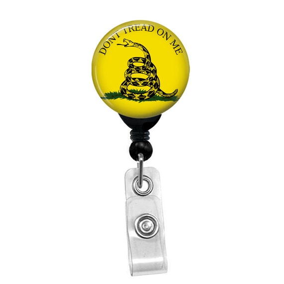 Gadsden Flag Badge Reel – Don’t Tread On Me Badge Holder – Rebel Flag ID Clip – Nurse Name Tag Reel – Patriotic Retractable Badge Reel