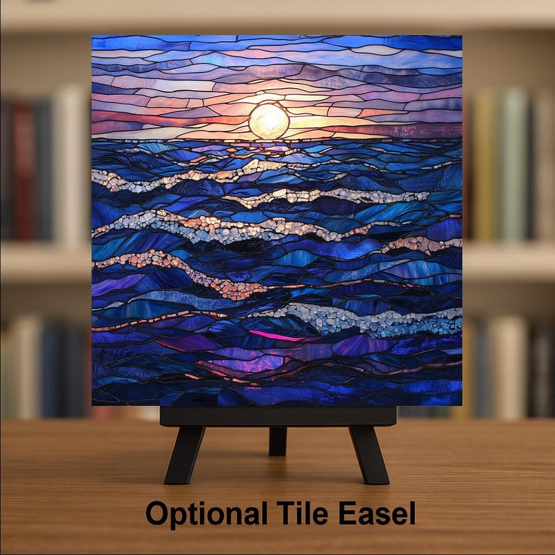 Ocean Waves Wall Art Ceramic Tile Coastal Gift Dawn Seascape Decor ...