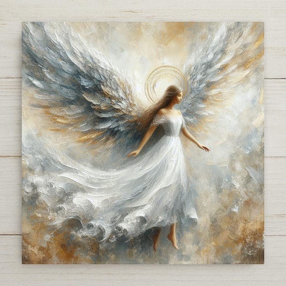 Ceramic Angel Tile: Spiritual Wall Art for Prayer Room, Memorial Space & Religious Decor