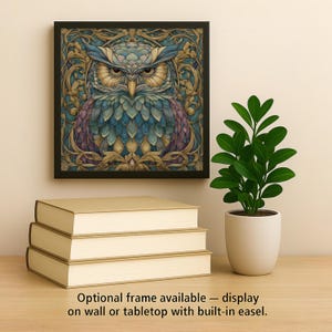 Owl Wall Art Ceramic Tile Art Nouveau Gift William Morris Botanical Woodland Bird Lover Birdwatcher Memorial Sympathy Gift for Her image 2