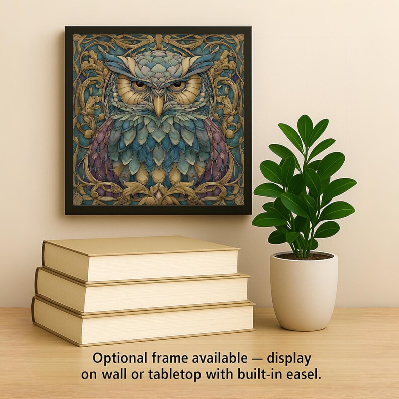 Owl Wall Art Ceramic Tile Art Nouveau Gift William Morris Botanical Woodland Bird Lover Birdwatcher Memorial Sympathy Gift for Her image 2