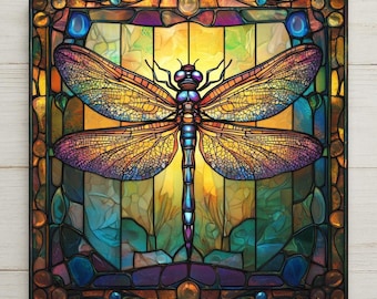 Dragonfly William Morris Ceramic Art Tile: Whimsical Wall Decor Cottagecore Gift Fantasy Home Decor Wall Art