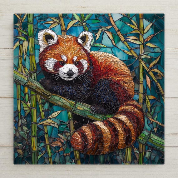 Red Panda Wall Art Ceramic Tile Wildlife Gift Red Panda Lover Decor Nature Tile Art