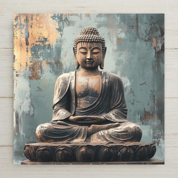 Serene Buddha Ceramic Tile Art: Zen Meditation Decor, Spiritual Gift